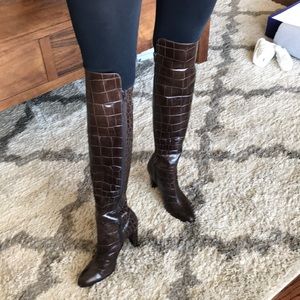 Stuart Weitzman espresso leather boots.
